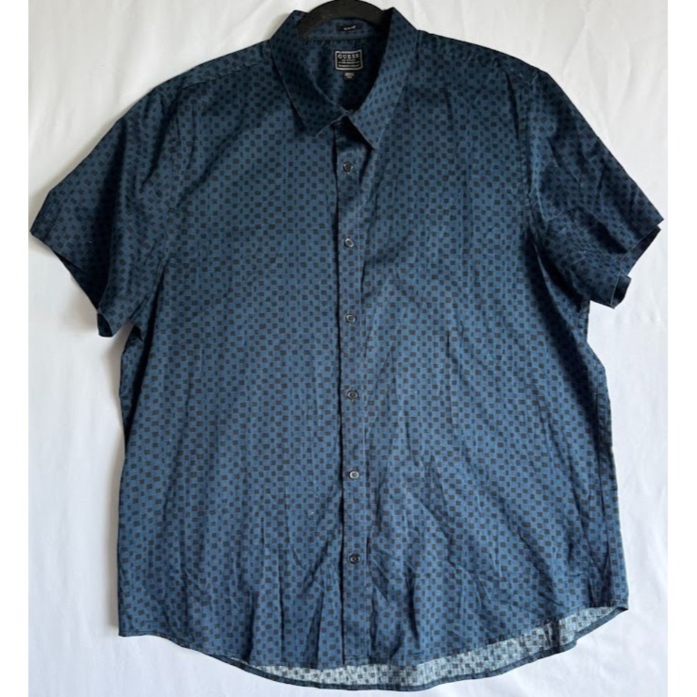 Guess Los Angeles Shirt Men XXL Multicolor‎ Geometric S Short Sleeve Button Up